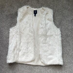 Gap White Faux Fur Vest